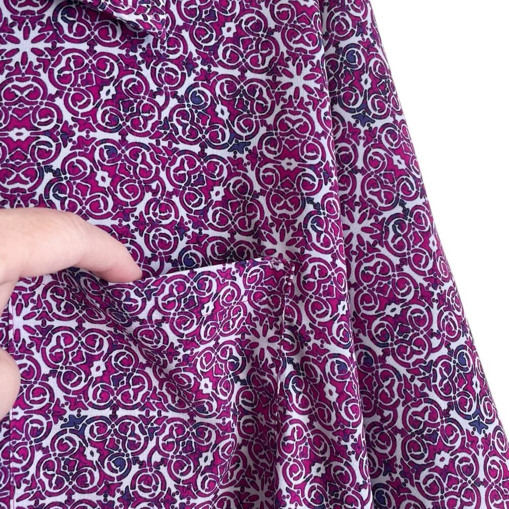Catherines Women Tunic Top‎ 4X Purple Abstract Geometric Button Up Workwear - Picture 5 of 11